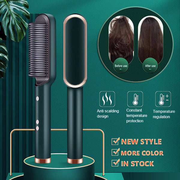 "New 2-in-1 Hair Straightener & Curler Comb – Negative Ion Dual-Purpose Electric Hair Brush"