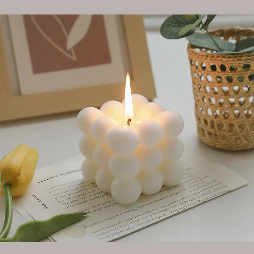 Mini Ins Bubble Cube Shape Candle Handmade Scented Candle Aromatherapy Soy Wax Candle Home Decoration for Wedding Birthday Party