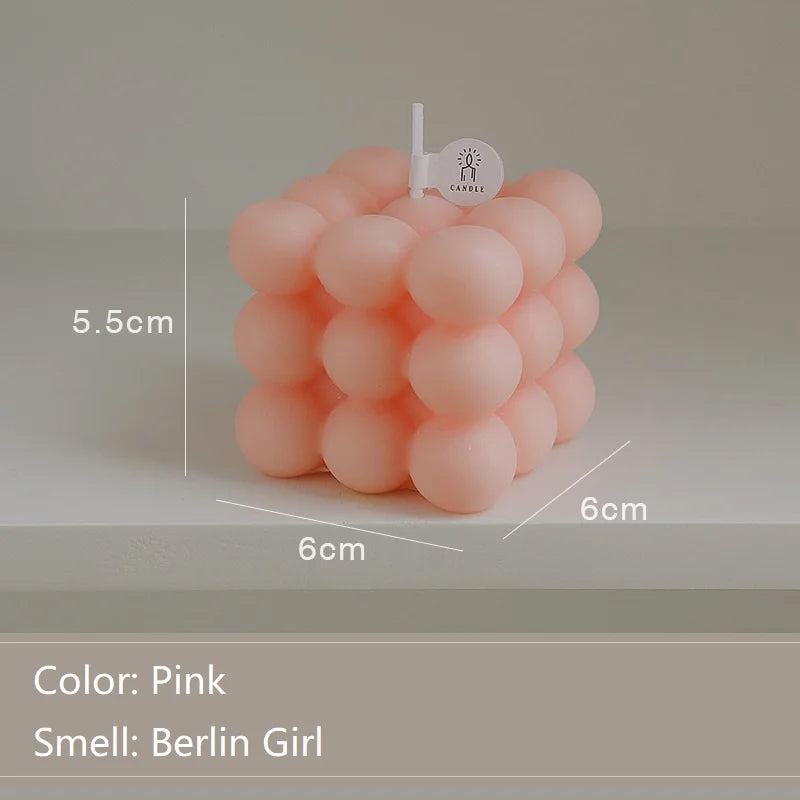 Mini Ins Bubble Cube Shape Candle Handmade Scented Candle Aromatherapy Soy Wax Candle Home Decoration for Wedding Birthday Party